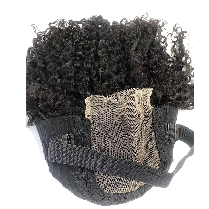 16 Inch 4x4 Lace Front 200% Density Glueless Pre-plucked  Wigs Kinky Curly Human Hair Wig