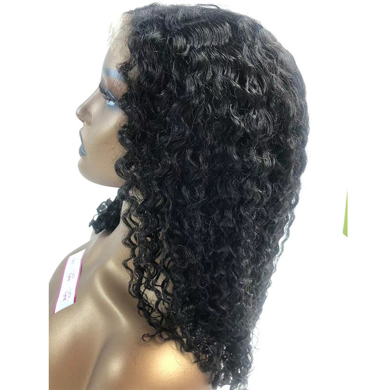 16 Inch 4x4 Lace Front 200% Density Glueless Pre-plucked  Wigs Kinky Curly Human Hair Wig