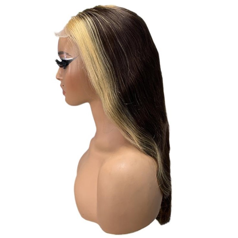 4*4 Closure Wig Color 4 Hightlight 27 Body Wave Staight 100% Human Hair Wigs