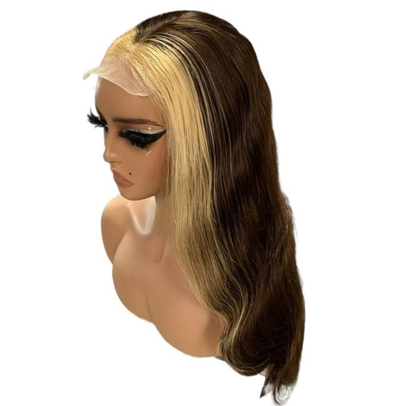 4*4 Closure Wig Color 4 Hightlight 27 Body Wave Staight 100% Human Hair Wigs