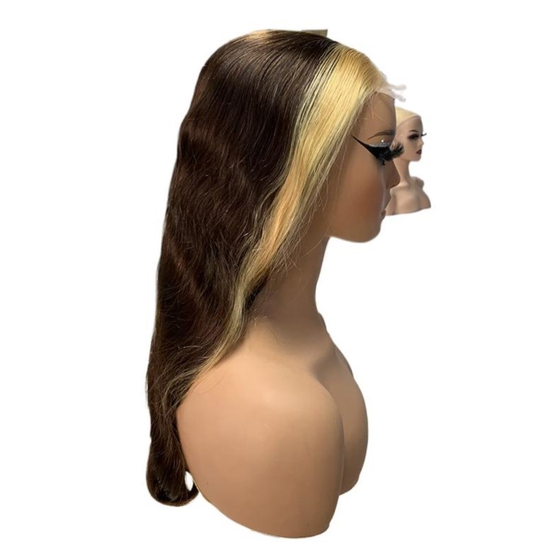 4*4 Closure Wig Color 4 Hightlight 27 Body Wave Staight 100% Human Hair Wigs