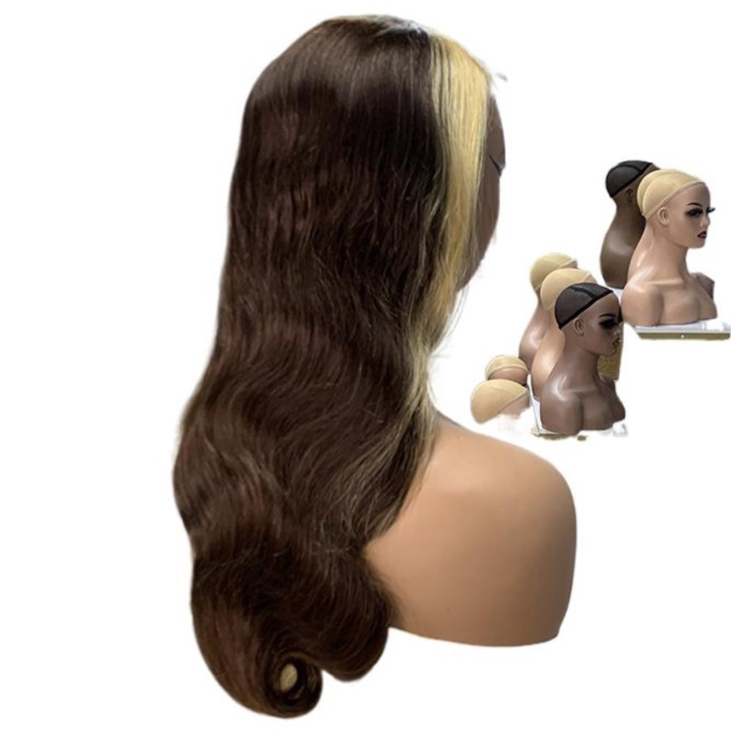 4*4 Closure Wig Color 4 Hightlight 27 Body Wave Staight 100% Human Hair Wigs