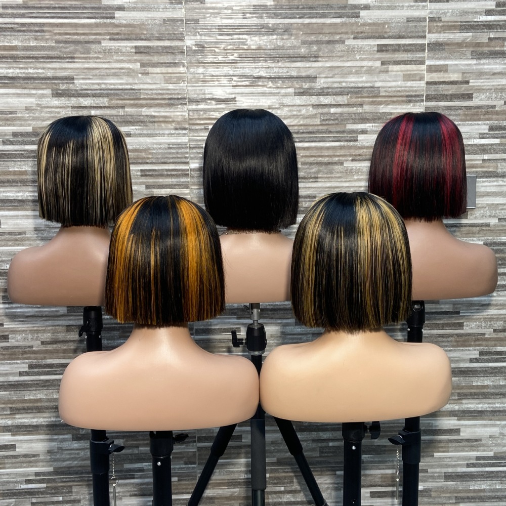 Short Highlight SDD Bob Straight 2 * 6 5 * 5 Lace 100% Human Hair Wig