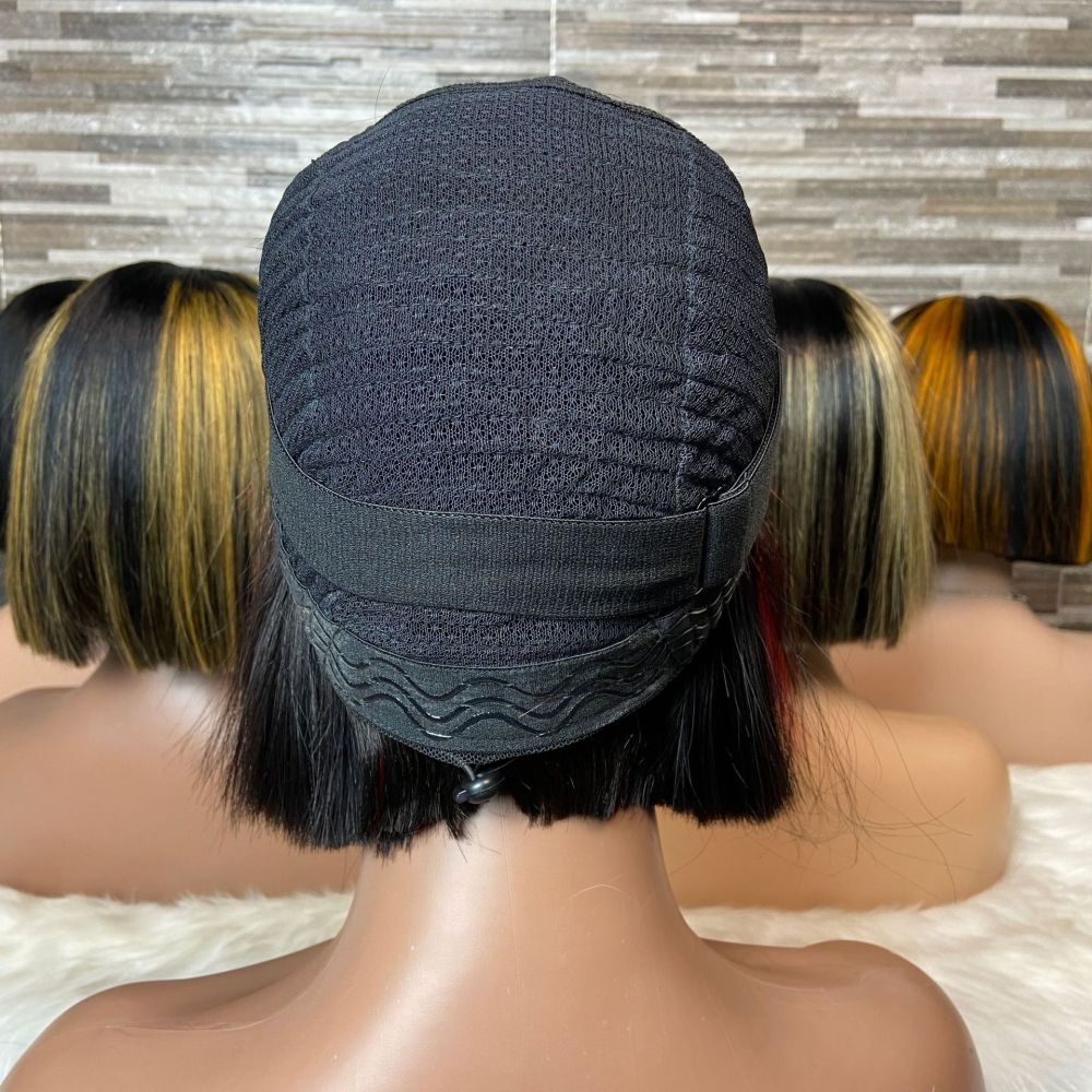 Short Highlight SDD Bob Straight 2 * 6 5 * 5 Lace 100% Human Hair Wig