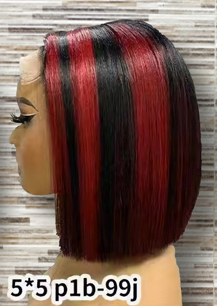 Short Highlight SDD Bob Straight 2 * 6 5 * 5 Lace 100% Human Hair Wig