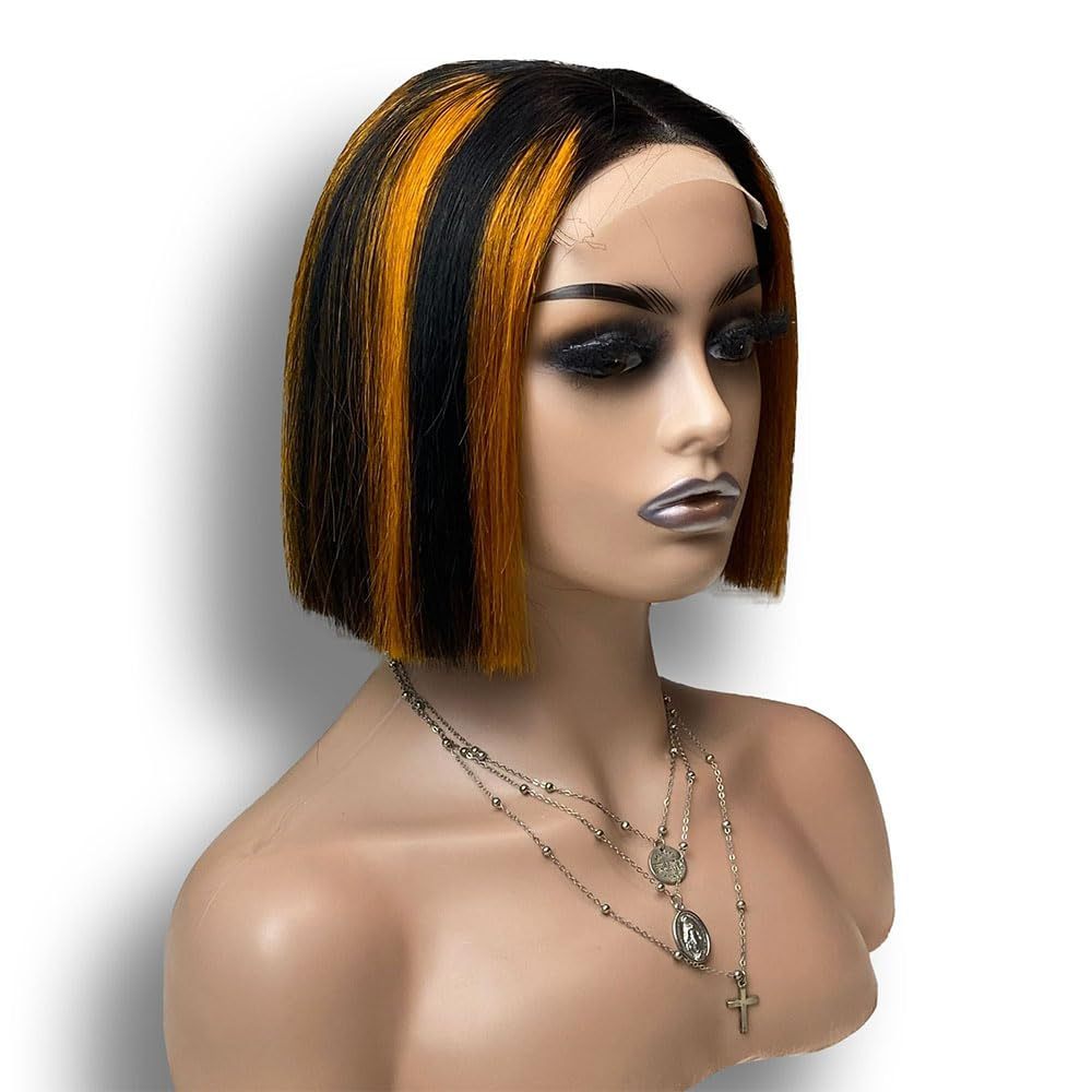 Short Highlight SDD Bob Straight 2 * 6 5 * 5 Lace 100% Human Hair Wig
