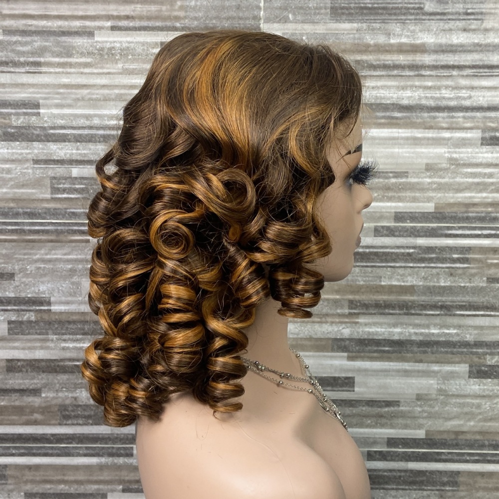 Ready to go glueless wigs human hair pre plucked Loose 5x5 Lace Front Big Glueless Bouncy Curl Wigs Human Hair