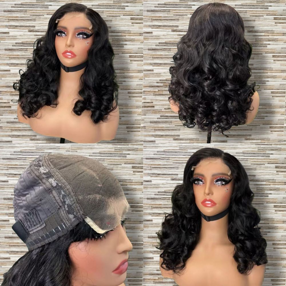 Ready to go glueless wigs human hair pre plucked Loose 5x5 Lace Front Big Glueless Bouncy Curl Wigs Human Hair