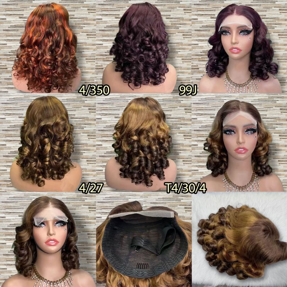 Ready to go glueless wigs human hair pre plucked Loose 5x5 Lace Front Big Glueless Bouncy Curl Wigs Human Hair