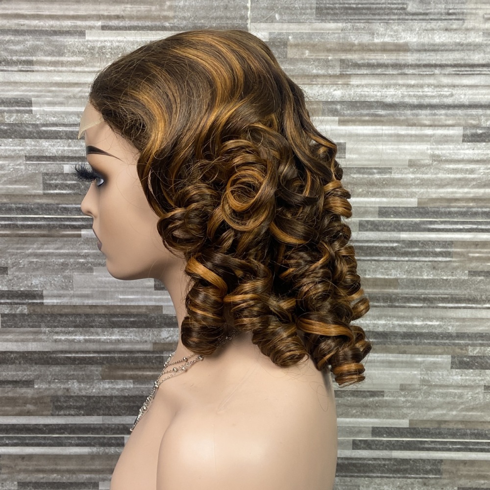 Ready to go glueless wigs human hair pre plucked Loose 5x5 Lace Front Big Glueless Bouncy Curl Wigs Human Hair