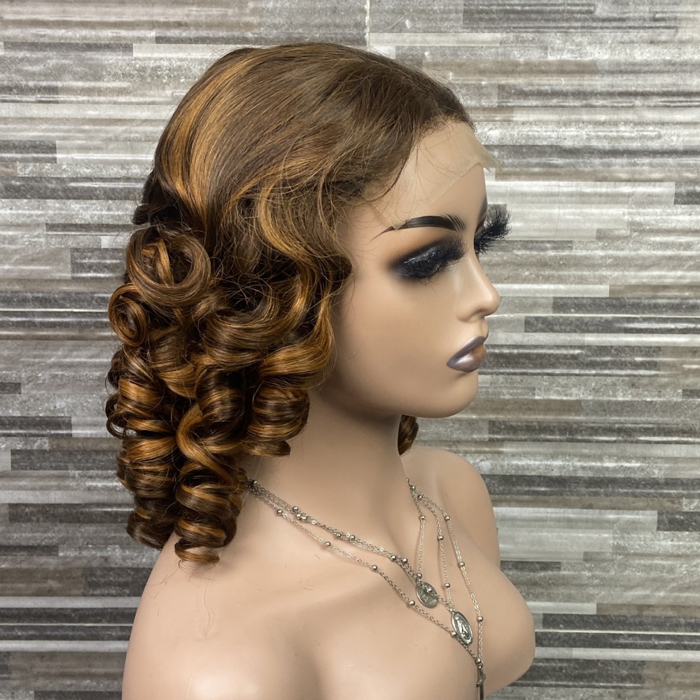 Ready to go glueless wigs human hair pre plucked Loose 5x5 Lace Front Big Glueless Bouncy Curl Wigs Human Hair