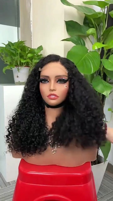 20 Inch Long Side Part Curly Pixie Cut Lace Front Wigs Human Hair For Black Women