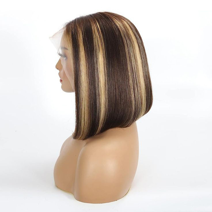 13x4 Lace Front Bob Wigs Human Hair Pre-Plucked HD Transparent Lace Frontal Wig 180% Density Glueless blonde Bob Hairstyle P4/27