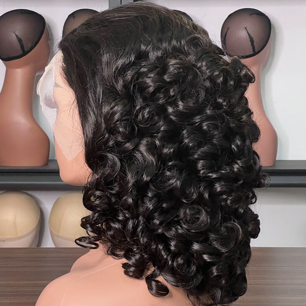 LYRAHAIR 13x4 Lace Front Wig 16inch Spring Curly Human Hair - Pre Plucked Hairline Glueless Wear Brazilian Remy Hair Fumi Style