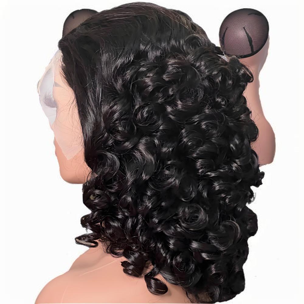 LYRAHAIR 13x4 Lace Front Wig 16inch Spring Curly Human Hair - Pre Plucked Hairline Glueless Wear Brazilian Remy Hair Fumi Style