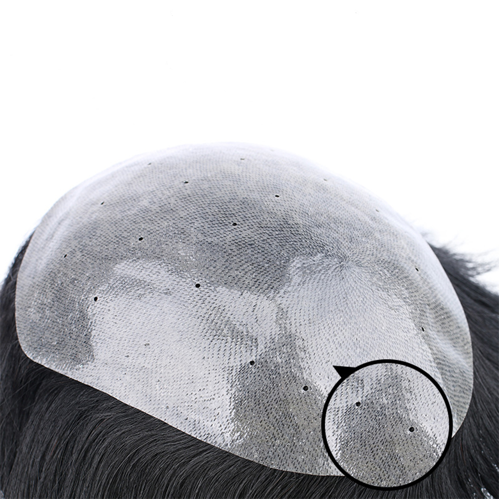 lyrahair Mens Toupee 100% Human Hair Replacement System, Durable Biological Scalp Hand-woven Thin Seamless Realistic Breathable Toupee Hair for Men