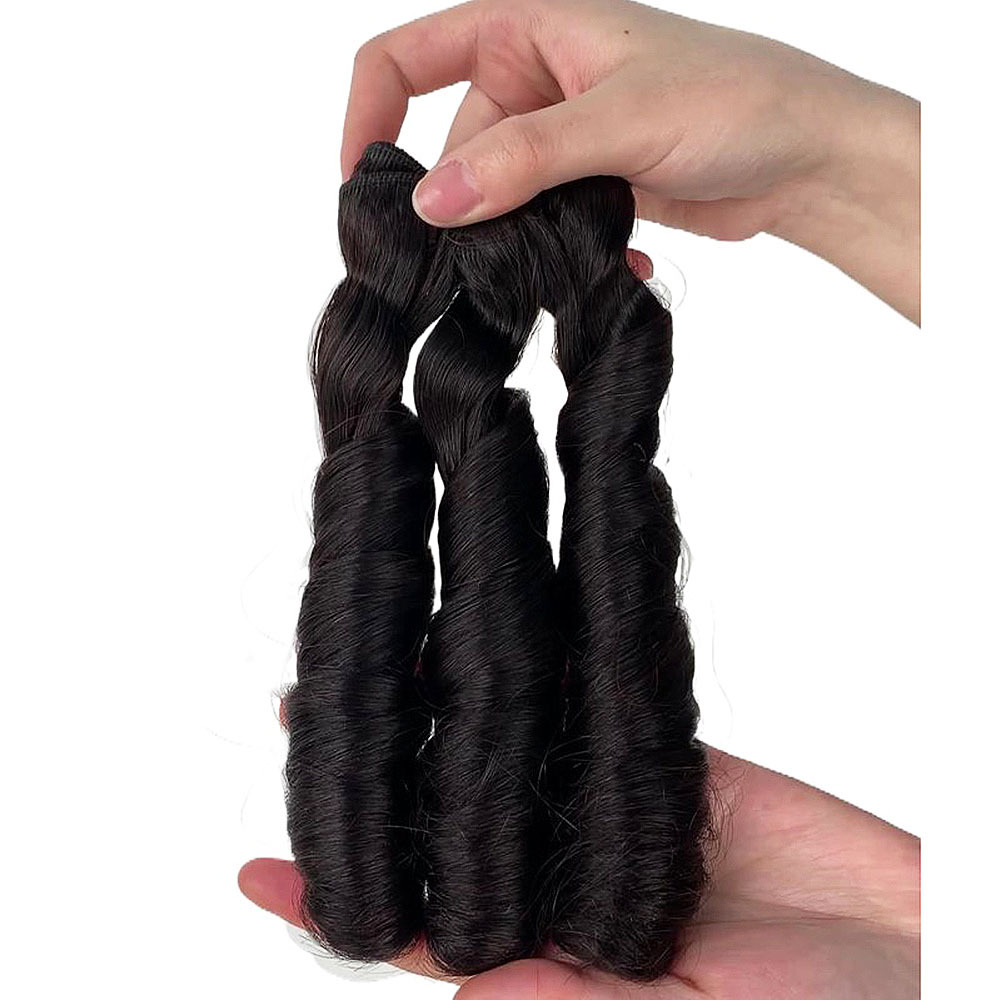 lyrahair 3PCS Raw Virgin Hair Bundles - Unprocessed Natural Black Double Drawn Fumi Hair 100% Human Hair Extensions for Black Women