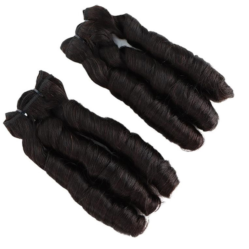 lyrahair 3PCS Raw Virgin Hair Bundles - Unprocessed Natural Black Double Drawn Fumi Hair 100% Human Hair Extensions for Black Women