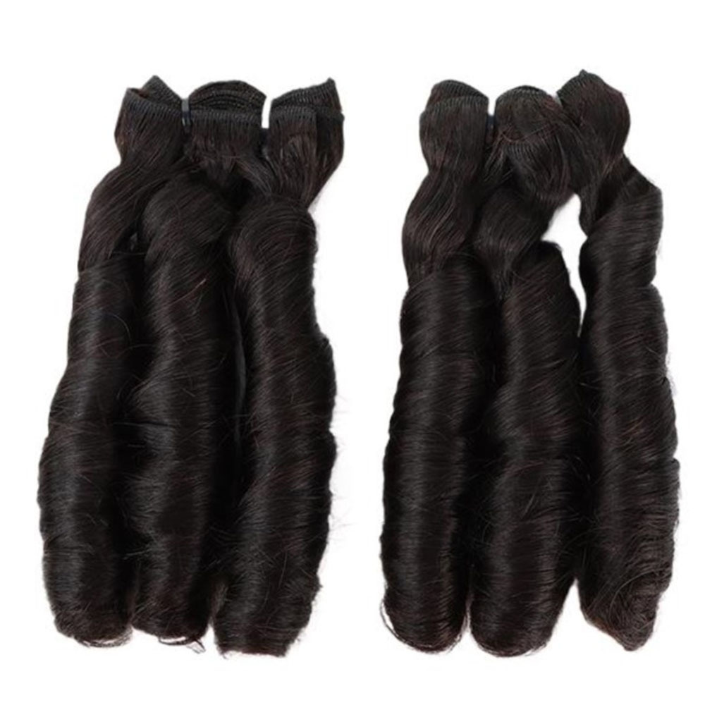 lyrahair 3PCS Raw Virgin Hair Bundles - Unprocessed Natural Black Double Drawn Fumi Hair 100% Human Hair Extensions for Black Women