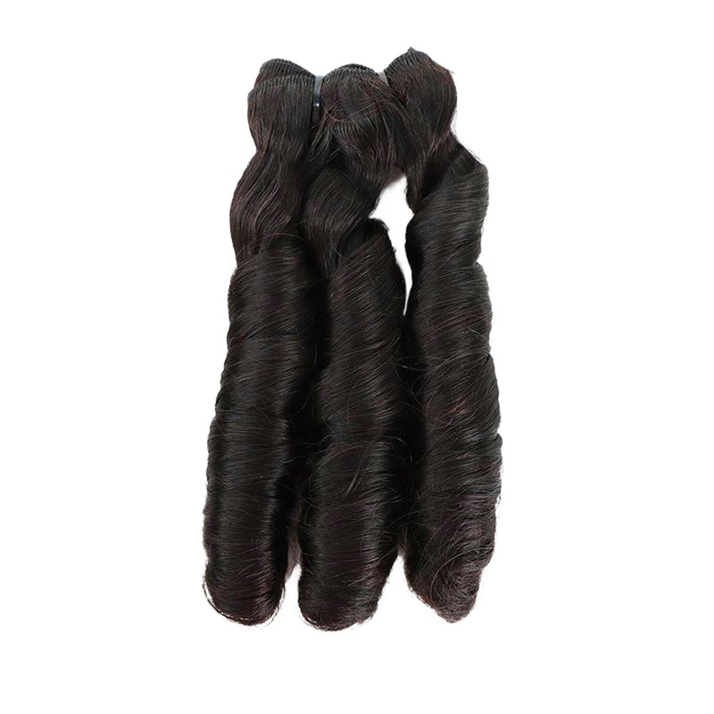 lyrahair 3PCS Raw Virgin Hair Bundles - Unprocessed Natural Black Double Drawn Fumi Hair 100% Human Hair Extensions for Black Women