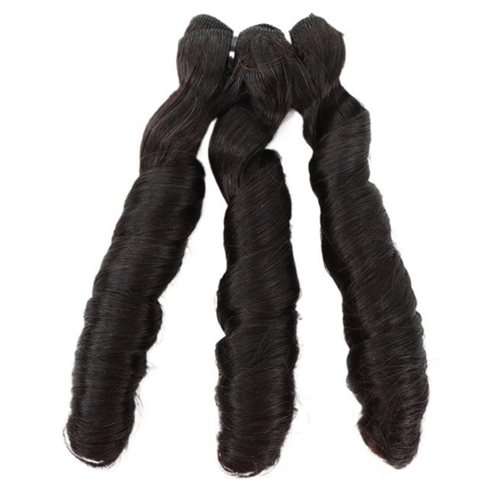 lyrahair 3PCS Raw Virgin Hair Bundles - Unprocessed Natural Black Double Drawn Fumi Hair 100% Human Hair Extensions for Black Women