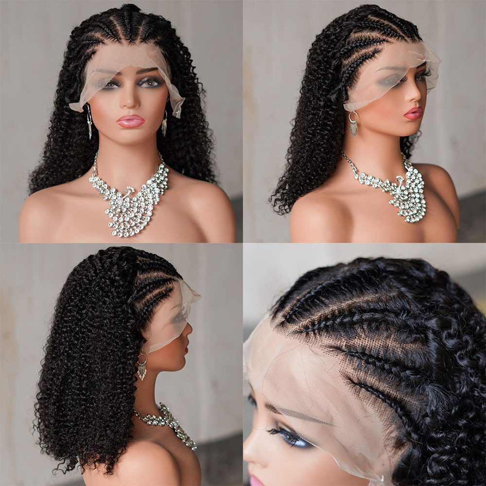 Lyra Hair 200% Density Braided Wigs for Black Women, Lightweight Handmade Braids 13x4 Front Lace Curly 100% Human Hair Braide Wig