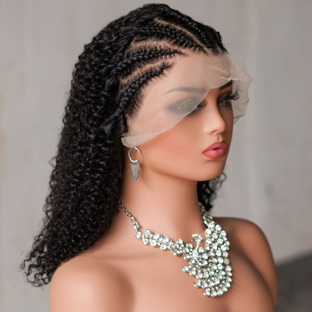 Lyra Hair 200% Density Braided Wigs for Black Women, Lightweight Handmade Braids 13x4 Front Lace Curly 100% Human Hair Braide Wig