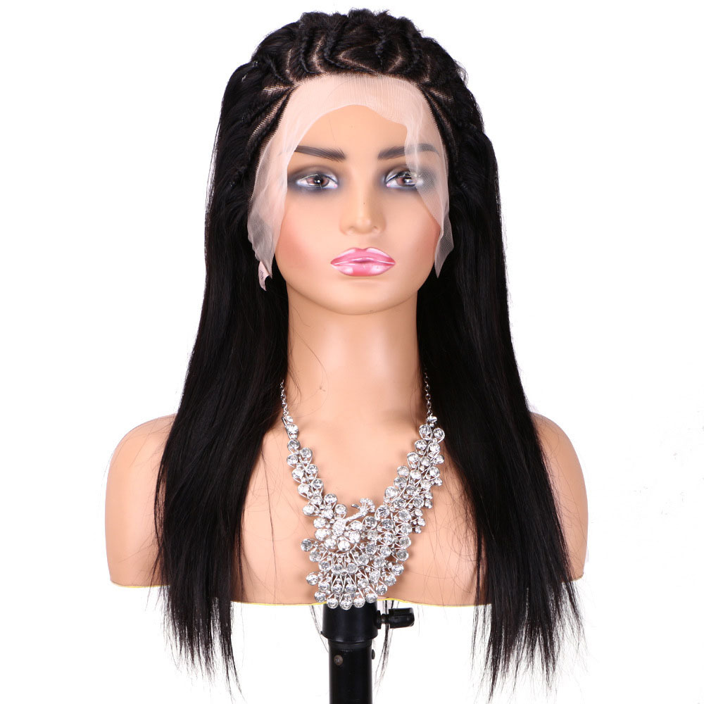 Lyrahair 100% Virgin Remy Human Hair 13x4 Lace Front Wig - Brazilian Braided Straight Glueless HD Transparent Lace Pre-Plucked with Baby Hair