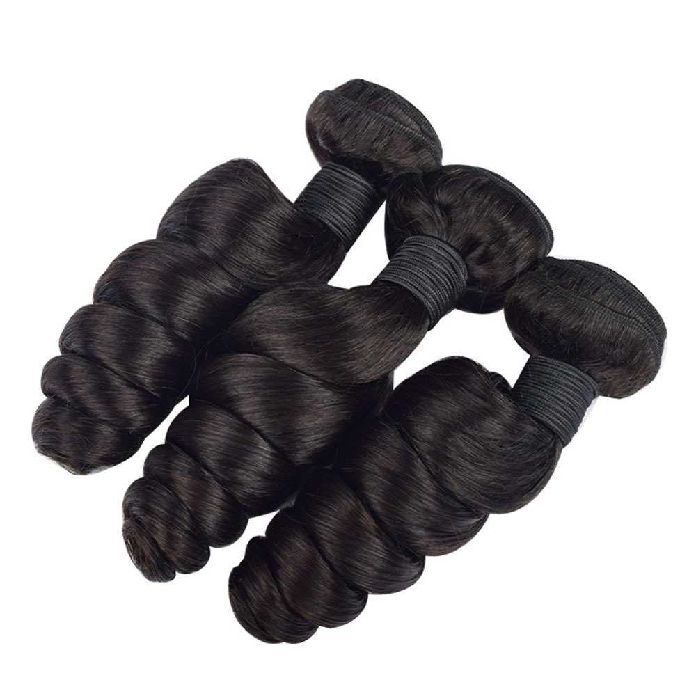 12A Grade Super Double Drawn Loose Deep Wave Brazilian Virgin Human Hair Extensions 3 Bundles - 100% Unprocessed Raw Human Hair for Black Women