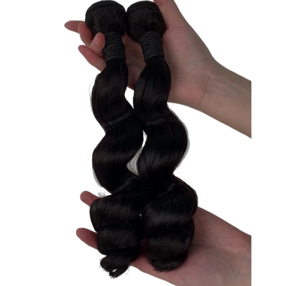 12A Grade Super Double Drawn Loose Deep Wave Brazilian Virgin Human Hair Extensions 3 Bundles - 100% Unprocessed Raw Human Hair for Black Women