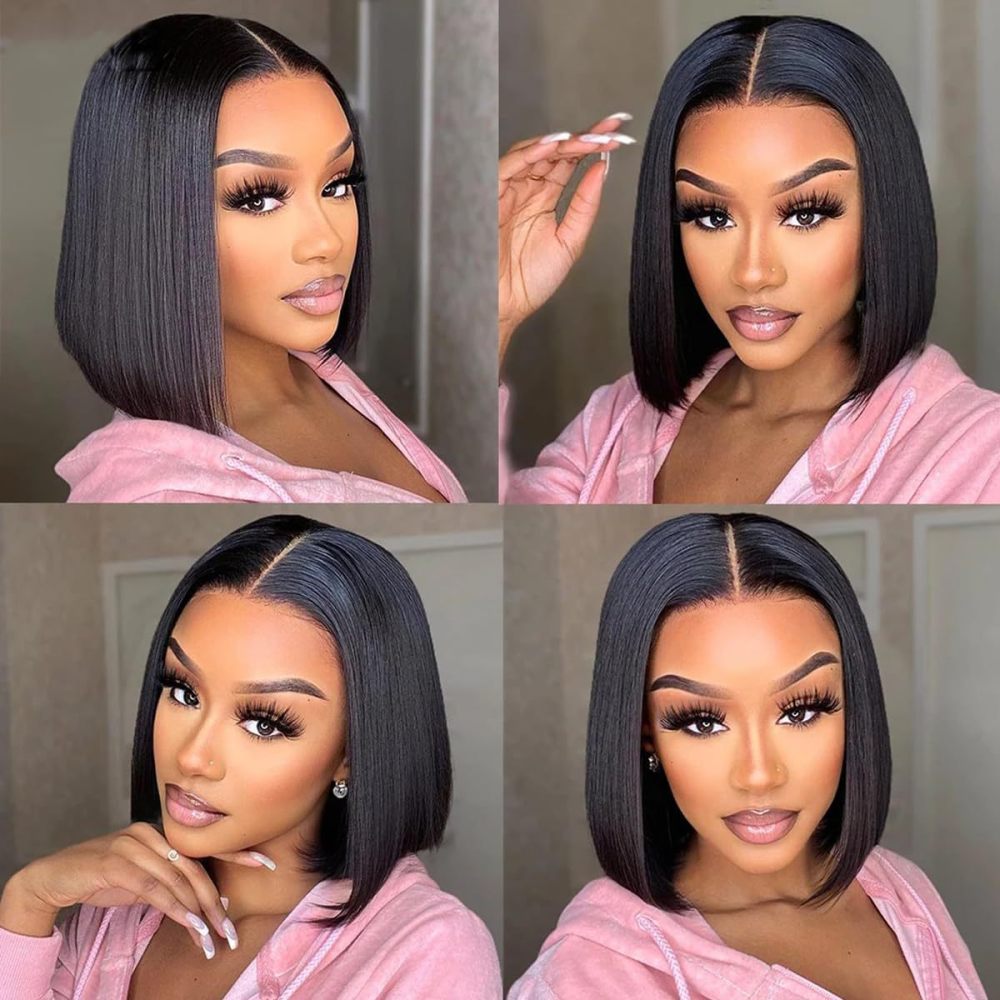 12A Bone Straight Human Hair Bob Wig Real Hair Female Short Straight Hair Front Lace Wig