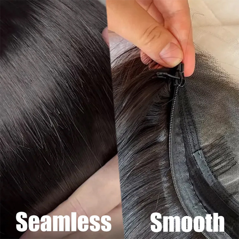 New Zipper Flip Block Human Hair Wig New Zipper Style  Wig