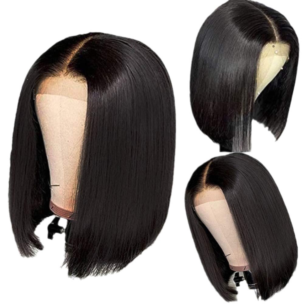 12A Bone Straight Human Hair Bob Wig Real Hair Female Short Straight Hair Front Lace Wig