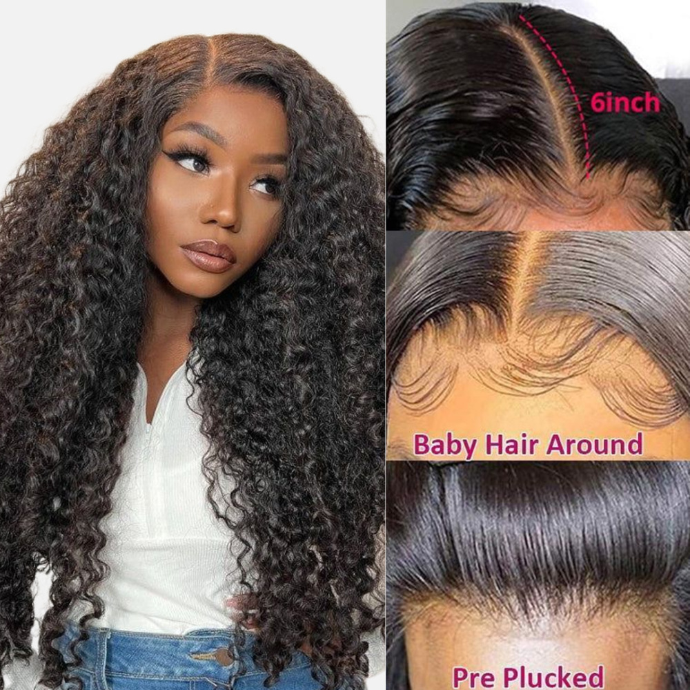 6x67x7 Transparent Lace HumanHair European and American CurlyWave headwear 180%