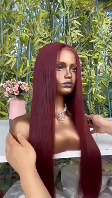 99J Burgundy Glueless Lace Front Wigs Human Hair 13x4
