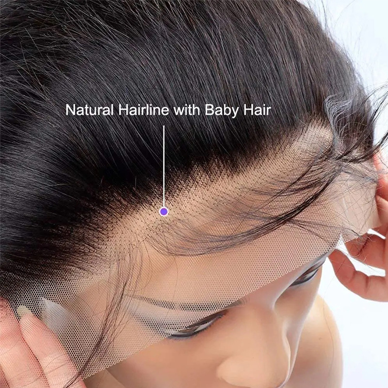 Human Hair Lace Frontal Wig 100% Real Person Hair Lace Black Long Straight