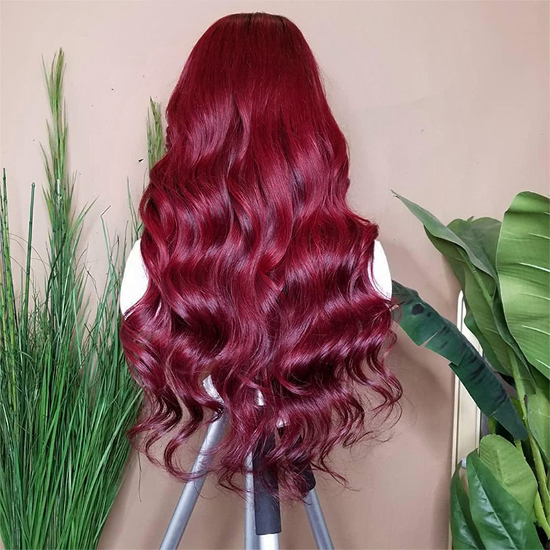 99J Burgundy Glueless Lace Front Wigs Human Hair 13x4