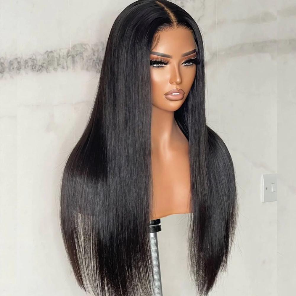 Human Hair Lace Frontal Wig 100% Real Person Hair Lace Black Long Straight