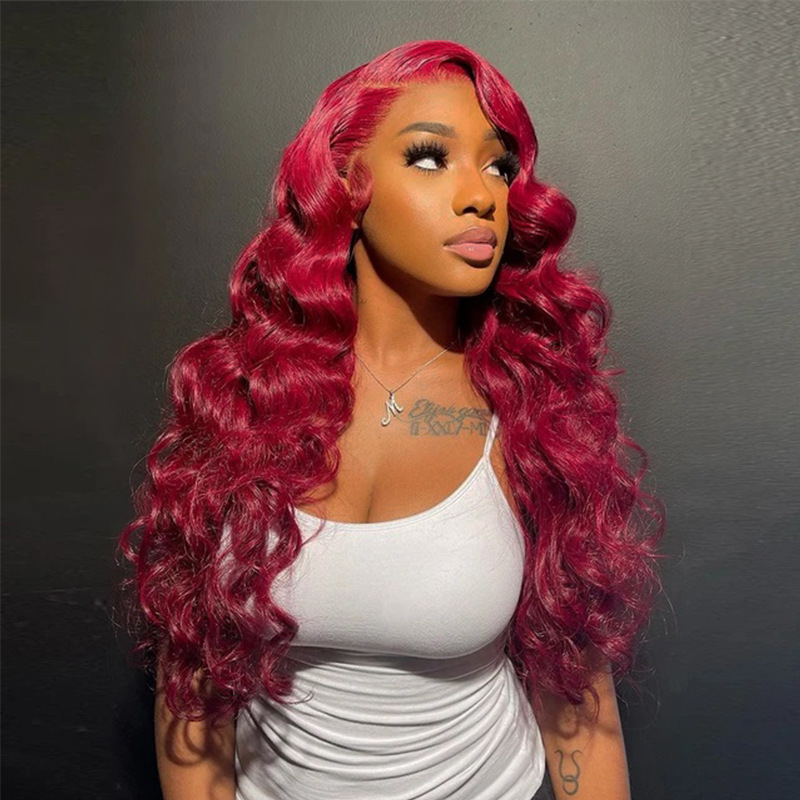 99J Burgundy Glueless Lace Front Wigs Human Hair 13x4