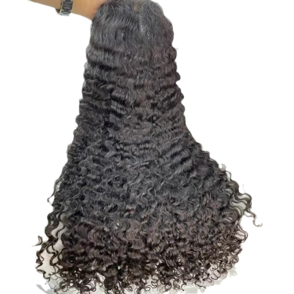 Super Double Drawn Burmese Curly Human Hair Glueless Wig