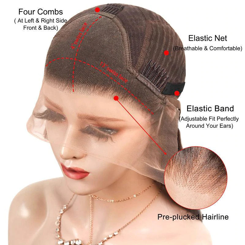 99J Burgundy Glueless Lace Front Wigs Human Hair 13x4