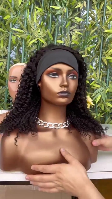 Headband Wig Human Hair Water Wave Glueless Wig Human Hair Ice Silk Headgear