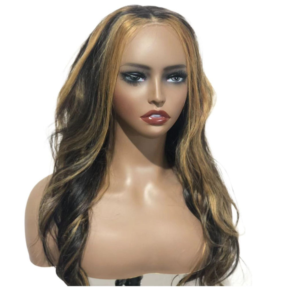 Lyra Hair 180% Density Black with Blonde Highlights Loose Body Wave Human Hair Wig, Glueless Wigs Human Hair Pre Plucked Pre Cut 13X4 Outre Melted Hairline Lace Front Wig
