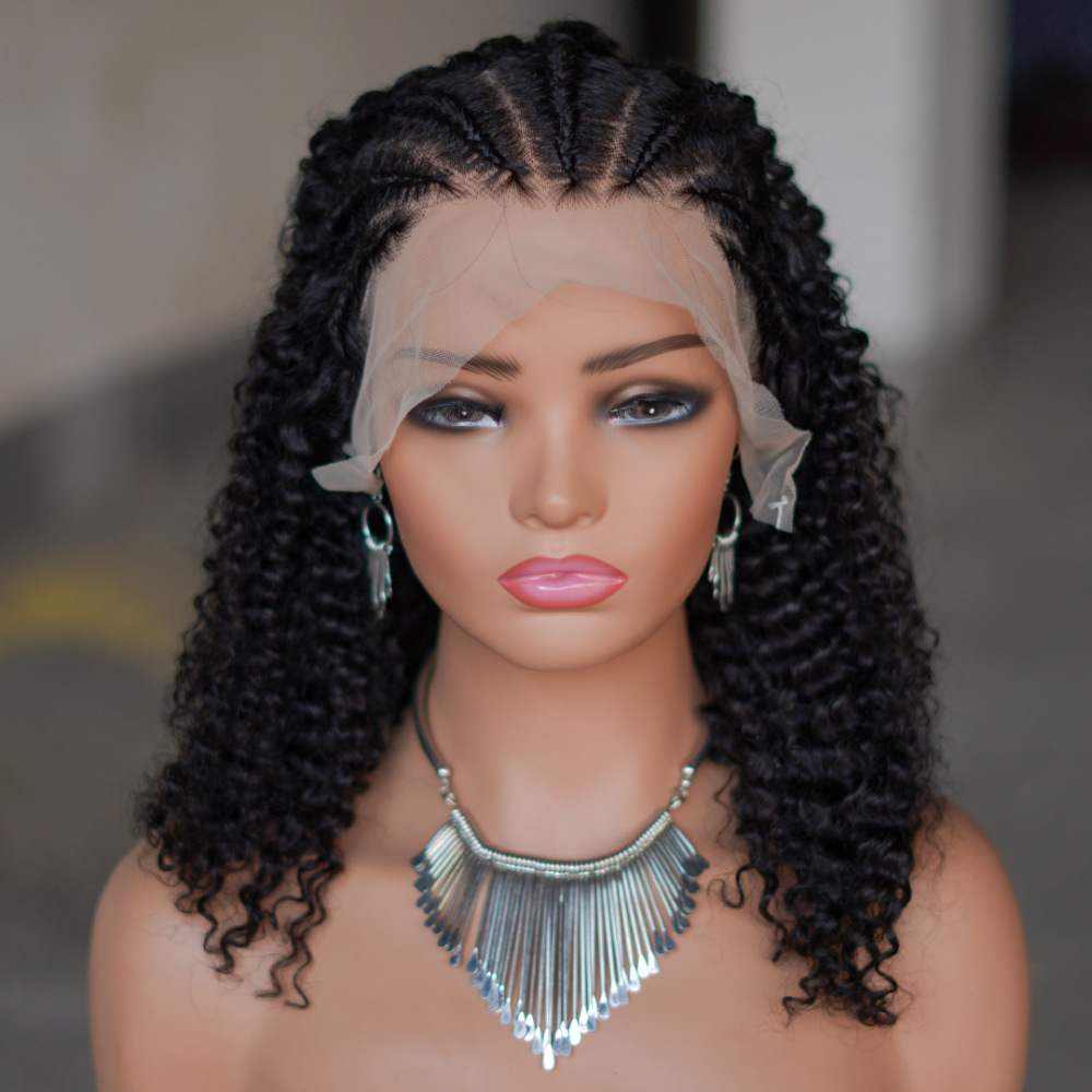 Hot-selling Black Braid Front Lace Human Hair Cover Lace Front Braided Wigs