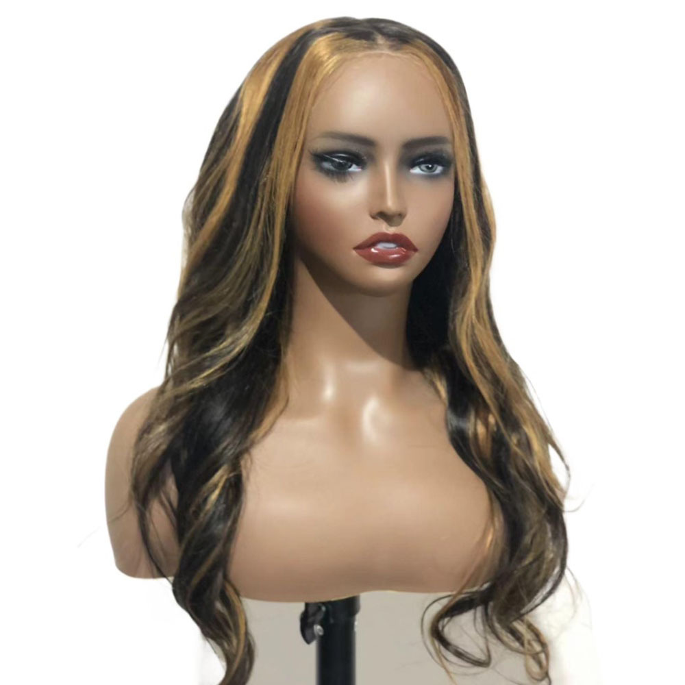 Lyra Hair 180% Density Black with Blonde Highlights Loose Body Wave Human Hair Wig, Glueless Wigs Human Hair Pre Plucked Pre Cut 13X4 Outre Melted Hairline Lace Front Wig
