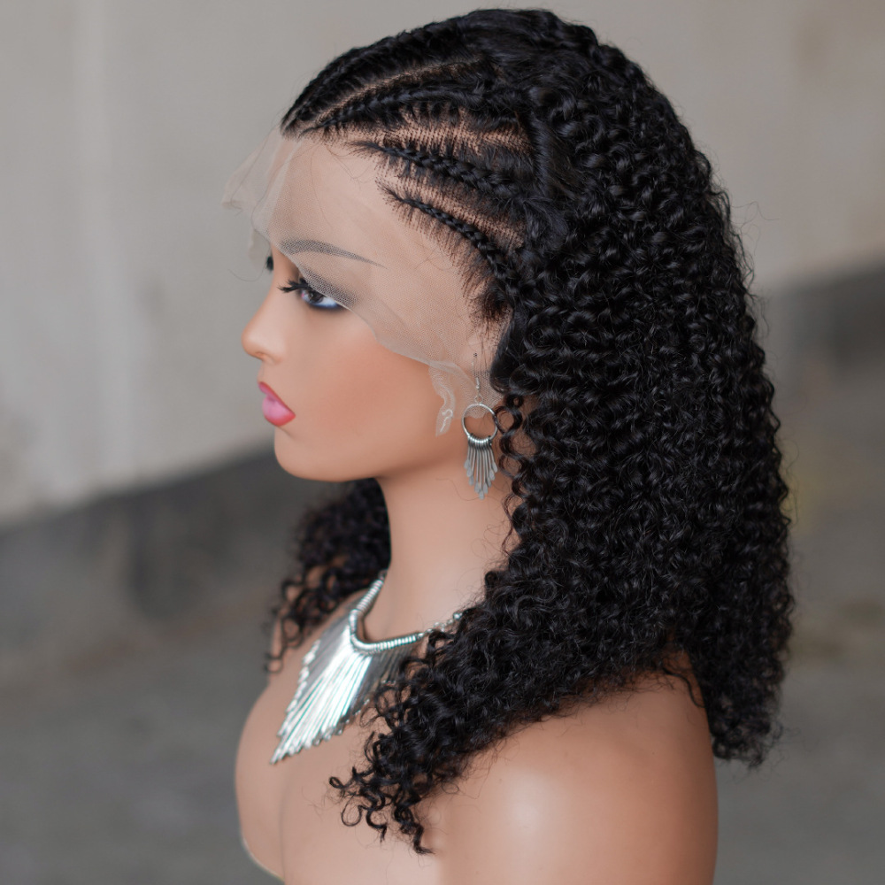 Hot-selling Black Braid Front Lace Human Hair Cover Lace Front Braided Wigs