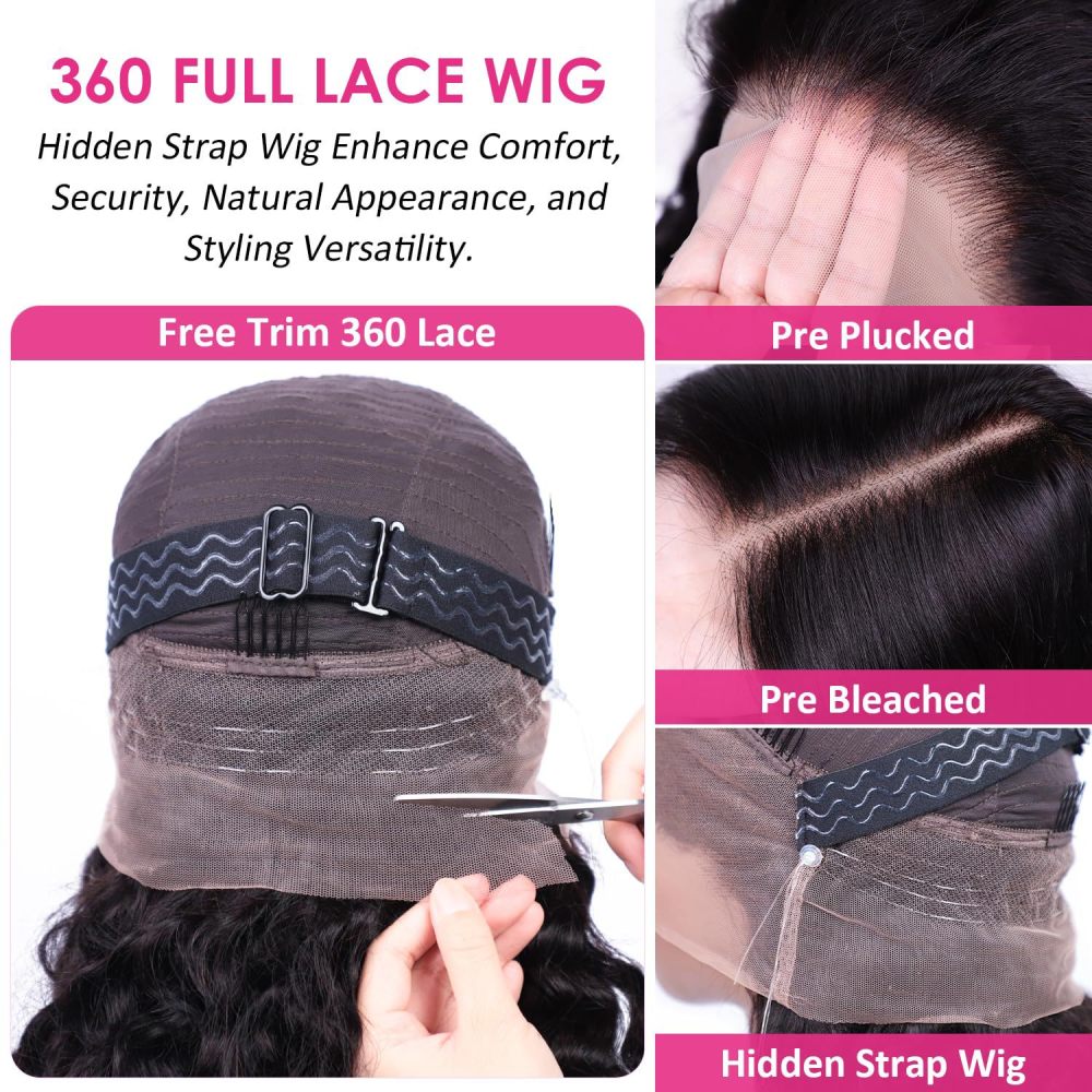 Glueless 360 HD Frontal Wig Invisible Strap Ready Wear Go