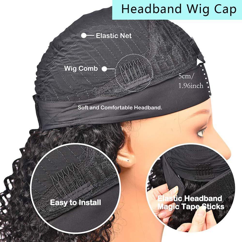 Headband Wig Human Hair Water Wave Glueless Wig Human Hair Ice Silk Headgear