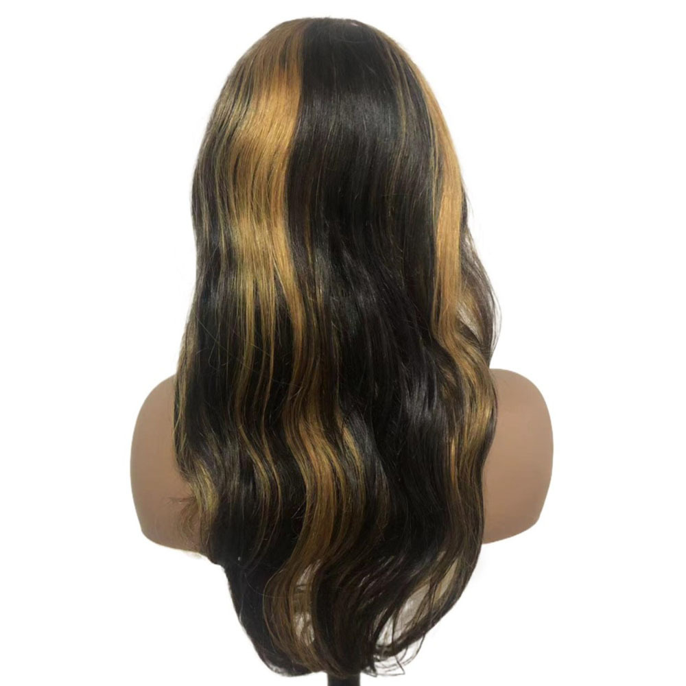 Lyra Hair 180% Density Black with Blonde Highlights Loose Body Wave Human Hair Wig, Glueless Wigs Human Hair Pre Plucked Pre Cut 13X4 Outre Melted Hairline Lace Front Wig