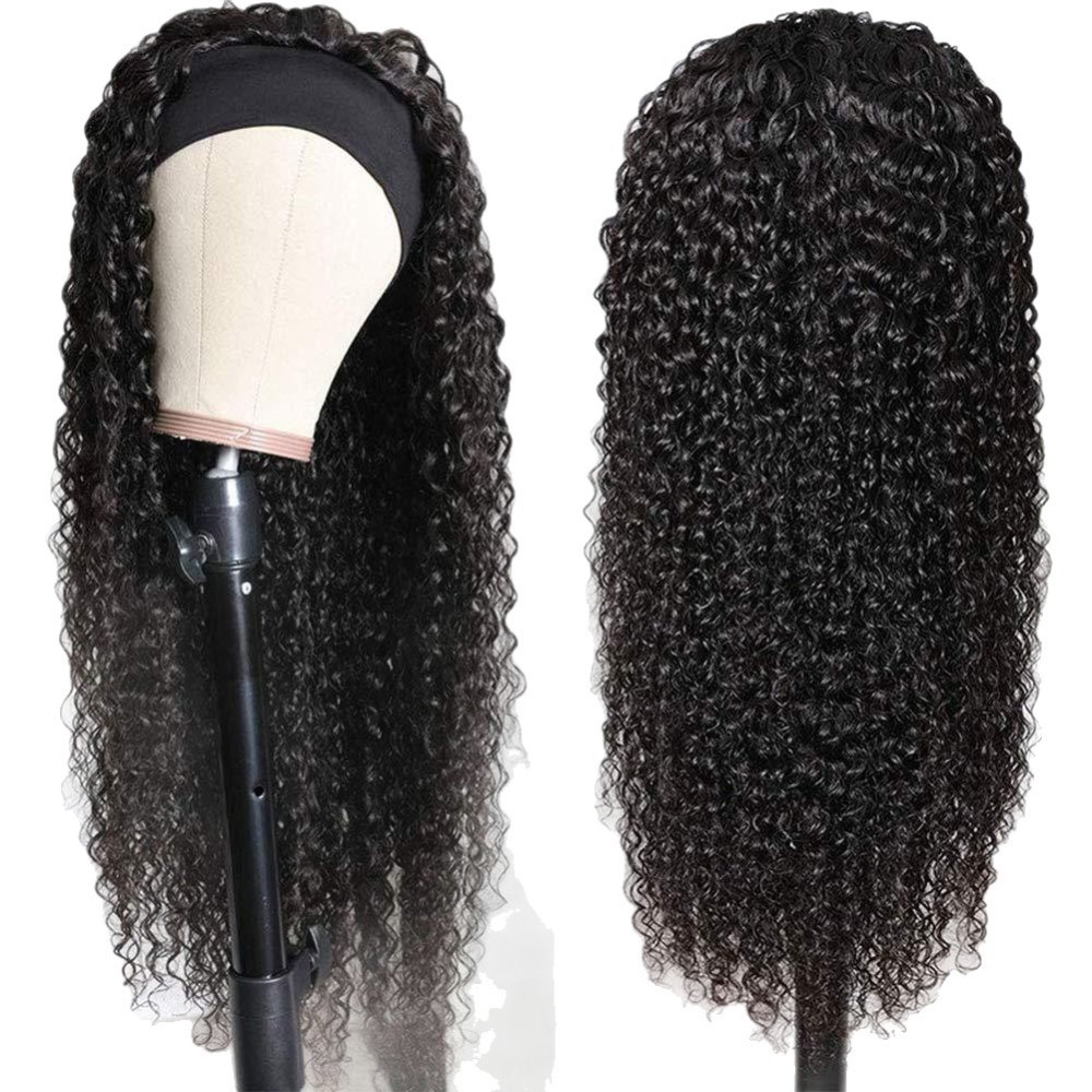 Headband Wig Human Hair Water Wave Glueless Wig Human Hair Ice Silk Headgear